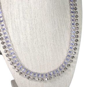 Kendra Scott Oscar Purple Lilac Collar Necklace Silver